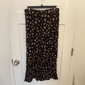 Black and Orange Floral Maxi Skirt